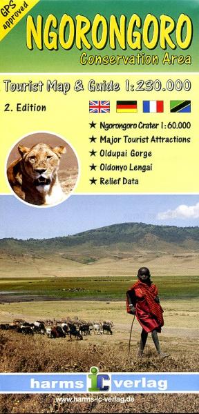 Ngorongoro Conservation Area 1:230.000/60.000 9783927468283  Harms   Landkaarten en wegenkaarten, Wandelkaarten Tanzania, Zanzibar