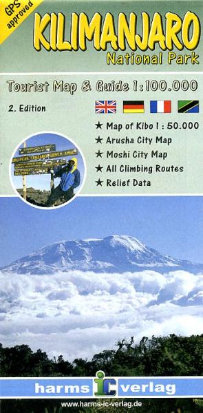 Kilimanjaro national park trekking map 1:100.000 * 9783927468290  Harms   Wandelkaarten Tanzania, Zanzibar