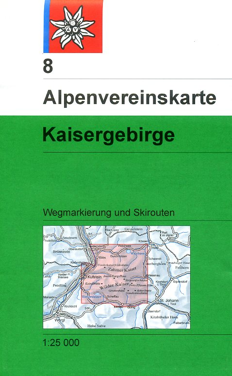 Alpenverein wandelkaart AV-08 Kaisergebirge 1:25.000 [2016] 9783928777230  AlpenVerein Alpenvereinskarten  Wandelkaarten Tirol
