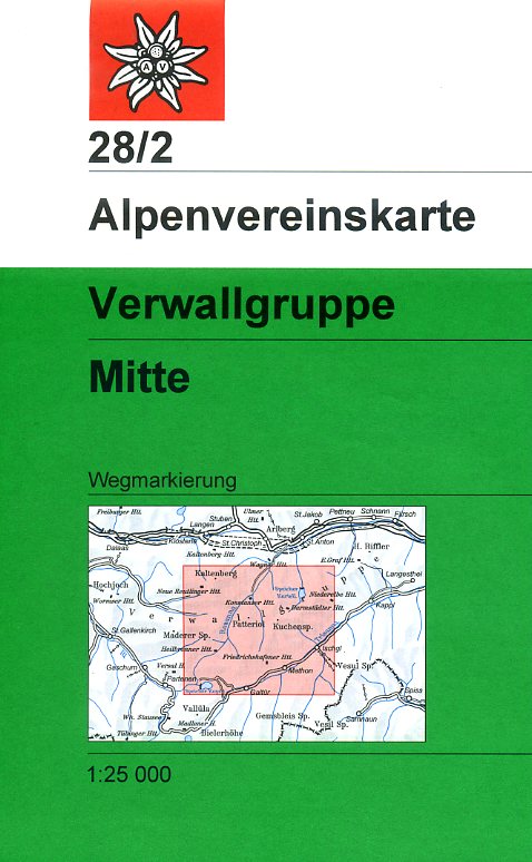 Alpenverein wandelkaart AV-28/2  Verwallgruppe Mitte 1:25.000 [2016] 9783928777360  AlpenVerein Alpenvereinskarten  Wandelkaarten Vorarlberg