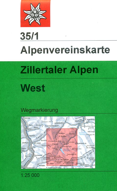 wandelkaart AV-35/1 Zillertaler Alpen/West [2013] Alpenverein 9783928777582  AlpenVerein Alpenvereinskarten  Wandelkaarten Tirol