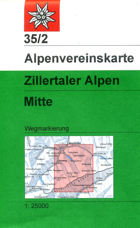 Alpenverein wandelkaart AV-35/2 Zillertaler Alpen/Mitte 1:25.000 [2014] 9783928777599  AlpenVerein Alpenvereinskarten  Wandelkaarten Tirol