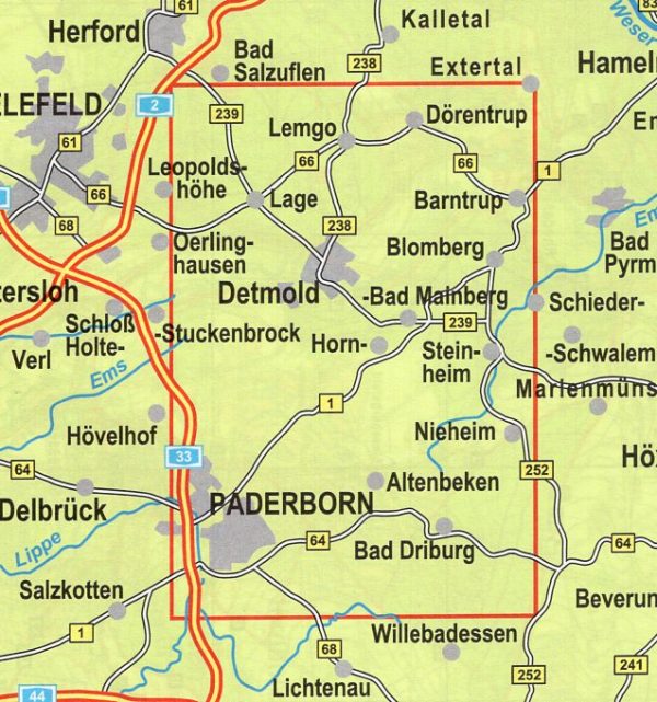 Lippe, Detmold, Lemgo, Paderborn | wandelkaart 1:35.000 9783936184259  Geomap / LVA NRW Grüne Reihe  Wandelkaarten Teutoburger Woud & Ostwestfalen