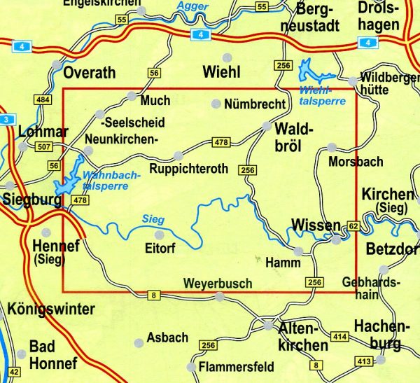 NRW-43 Südlicher Oberbergischer Kreis, Eitorf, Wissen | wandelkaart 1:25.000 9783936184679  Geomap / LVA NRW Grüne Reihe  Wandelkaarten Düsseldorf, Wuppertal & Bergisches Land