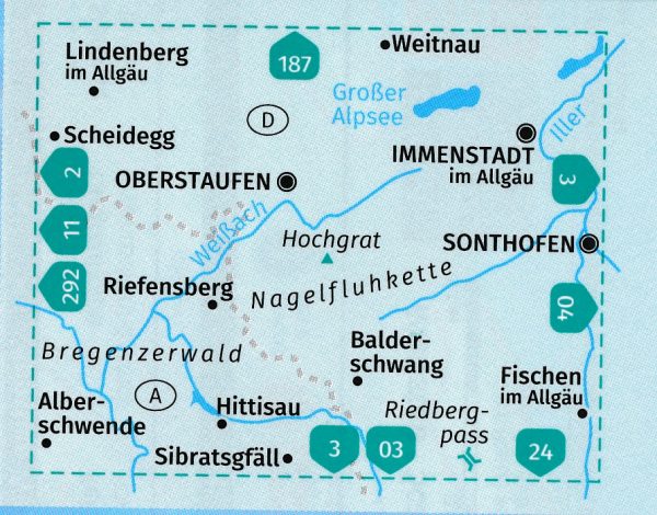 Kompass wandelkaart KP-02  Oberstaufen - Immenstadt 9783990443347  Kompass Wandelkaarten Kompass Oberbayern  Wandelkaarten Beierse Alpen