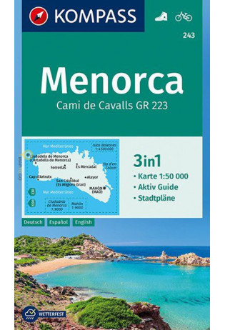 wandelkaart KP-243  Menorca 1:50.000 | Kompass 9783990443828  Kompass Wandelkaarten   Wandelkaarten Menorca