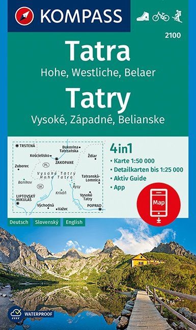 wandelkaart  KP-2100 Hohe Tatra | Kompass 9783990443903  Kompass Wandelkaarten   Wandelkaarten Hoge Tatra & Lage Tatra