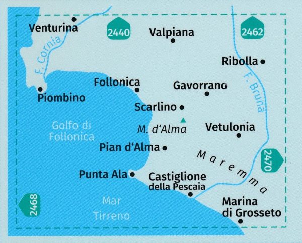 Kompass wandelkaart KP-2469  Costa della Maremma 1:50.000 9783990444474  Kompass Wandelkaarten Kompass Italië  Wandelkaarten Toscane, Florence