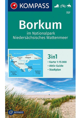 wandelkaart KP-727 Borkum | Kompass 1:15.000 wandelkaart 9783990444573  Kompass Wandelkaarten Kompass Ostfriesland  Wandelkaarten Ostfriesland