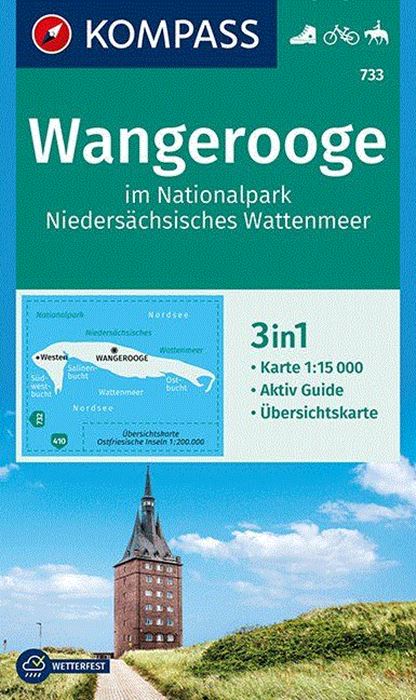 wandelkaart KP-733 Wangerooge | Kompass 9783990444702  Kompass Wandelkaarten Kompass Ostfriesland  Wandelkaarten Ostfriesland