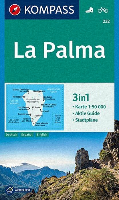 Kompass wandelkaart KP-232 La Palma 1:50.000 9783990444832  Kompass Wandelkaarten   Landkaarten en wegenkaarten, Wandelkaarten La Palma
