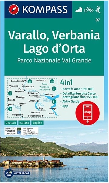 Kompass wandelkaart KP-97 Varallo, Lago d'Orta * 9783990445525  Kompass Wandelkaarten Kompass Italië  Wandelkaarten Turijn, Piemonte