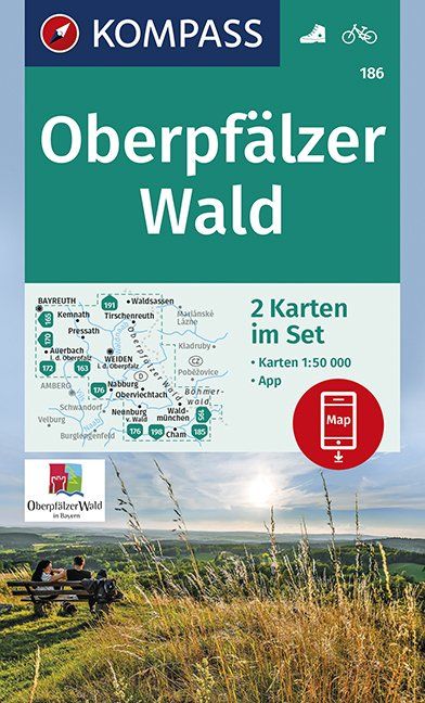 wandelkaart KP-186 Oberpfälzer Wald | Kompass 9783990446034  Kompass Wandelkaarten Kompass Beierse Woud  Wandelkaarten Beierse Woud, Regensburg, Passau