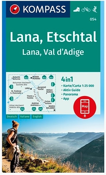 wandelkaart KP-054 Lana, Etschtal | Kompass 1:25.000 9783990446201  Kompass Wandelkaarten Kompass Zuid-Tirol, Dolomieten  Wandelkaarten Zuid-Tirol, Dolomieten