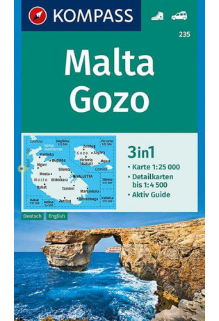 wandelkaart KP-235 Malta 1:25.000 | Kompass 9783990446416  Kompass Wandelkaarten   Wandelkaarten Malta