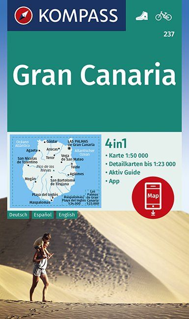 wandelkaart KP-237 Gran Canaria | Kompass 9783990446423  Kompass Wandelkaarten   Landkaarten en wegenkaarten, Wandelkaarten Gran Canaria