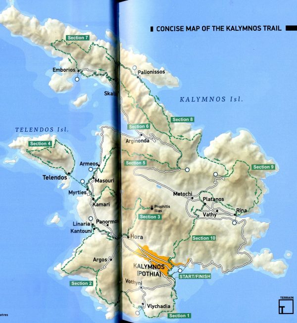 The Kalymnos Trail 9786185160012 Carl Dawson Terrain Maps Dodecanese Islands  Wandelgidsen Dodekanesos: Karpathos, Rhodos, Kos, etc.