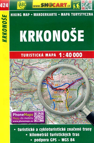 CZ40-424 Krkonoše - Reuzengebergte wandelkaart 1:40.000 9788072247028  SHOCart Wandelkaarten Tsjechië 1:40d.  Fietskaarten, Wandelkaarten Tsjechië