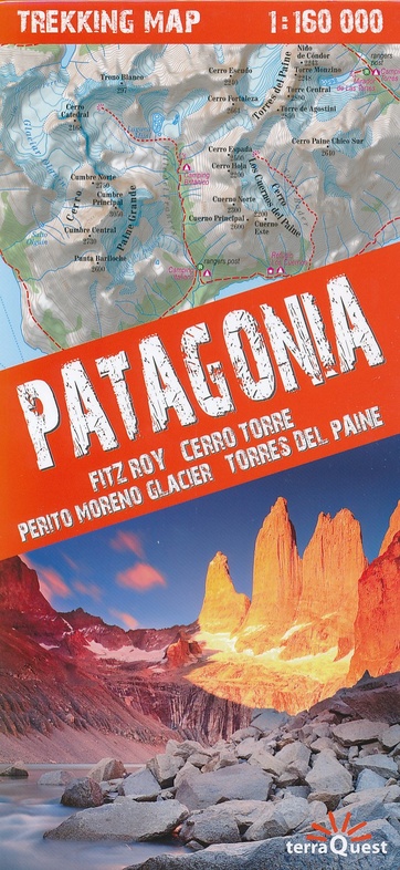 Patagonia trekking map | overzichtskaart / wandelkaart 1:160.000 9788361155621  TerraQuest   Wandelkaarten Patagonië