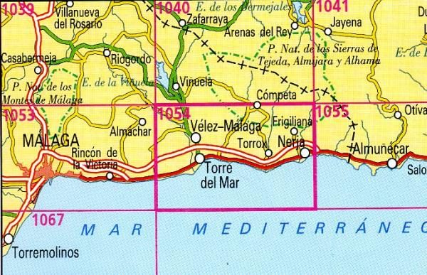 Hoja 1054 Velez-Malaga, Nerja 9788441607880  CNIG Spanje 1:50.000  Wandelkaarten Prov. Málaga & Granada, Grazalema, Sierra Nevada
