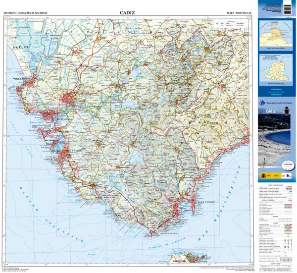Prov.: Cadiz (Cádiz) 1:200.000 9788441639249  CNIG Provinciekaarten Spanje  Landkaarten en wegenkaarten Cádiz, Costa de la Luz, Huelva