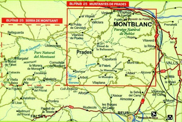wandelkaart Muntanyes de Prades 1:25.000 9788480905169  Editorial Alpina   Wandelkaarten Spaanse Pyreneeën
