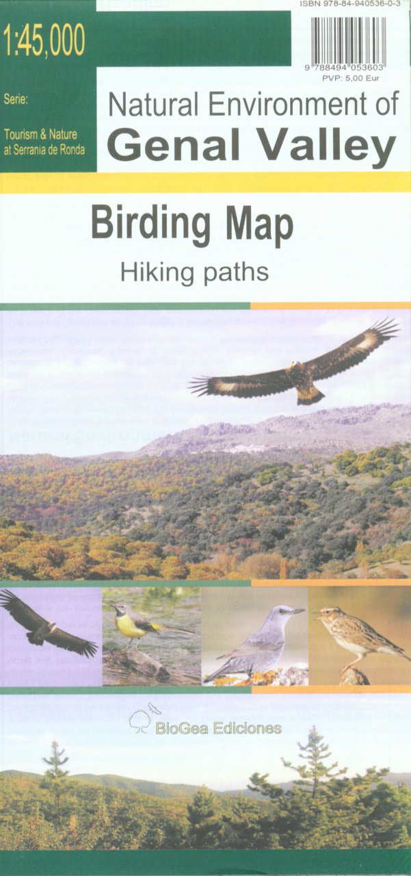 Genal Valley, Birding Map 1:45.000 9788494053603  BioGea Ediciones Wandelkaarten Spanje  Vogelboeken, Wandelkaarten Prov. Málaga & Granada, Grazalema, Sierra Nevada