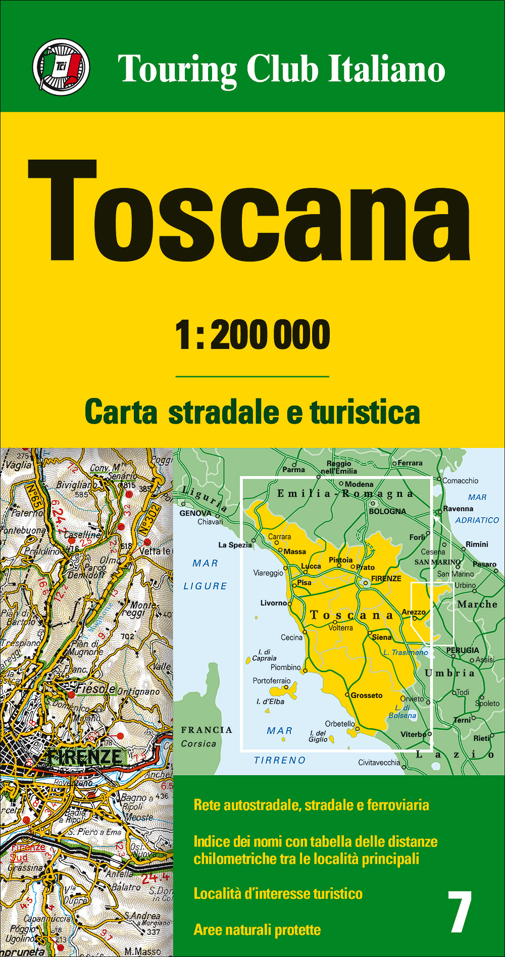 TCI-07  Toscana  1:200.000 9788836569045  TCI Italië Wegenkaarten  Landkaarten en wegenkaarten Toscane, Florence