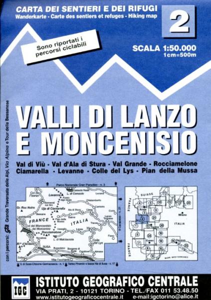 IGC-02: Valle di Lanzo e Moncenisio 9788896455029  IGC IGC: 1:50.000  Wandelkaarten Turijn, Piemonte