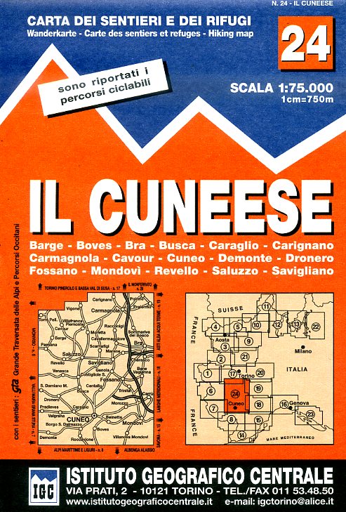 IGC-24 Il Cuneese 1:75.000 9788896455241  IGC IGC: 1:50.000  Wandelkaarten Turijn, Piemonte