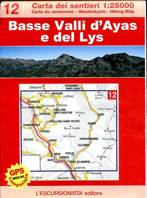 ESC-12  Bassa Valle d'Ayas e Gressoney | wandelkaart 1:25.000 9788898520015  Escursionista Carta dei Sentieri 1:25.000  Wandelkaarten Aosta, Gran Paradiso