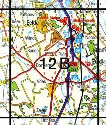 12B  Vries topografische wandelkaart 1:25.000 9789035001213  Kadaster / Geo-Informatie Top. kaarten Drenthe  Wandelkaarten Drenthe