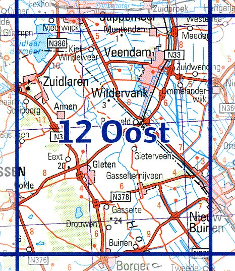 12 Oost 9789035001299  Topografische Dienst / Kadaster Ned. 1:50.000  Wandelkaarten Groningen