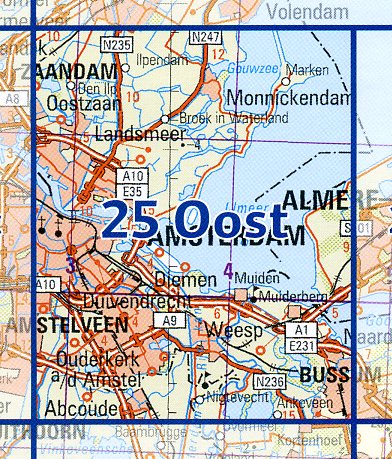 25 Oost 9789035002593  Topografische Dienst / Kadaster Ned. 1:50.000  Wandelkaarten Amsterdam