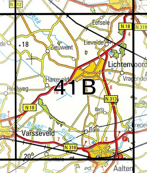41B  Lichtenvoorde topografische wandelkaart 1:25.000 9789035004115  Kadaster / Geo-Informatie Top. kaarten Gelderland  Wandelkaarten Gelderse IJssel en Achterhoek