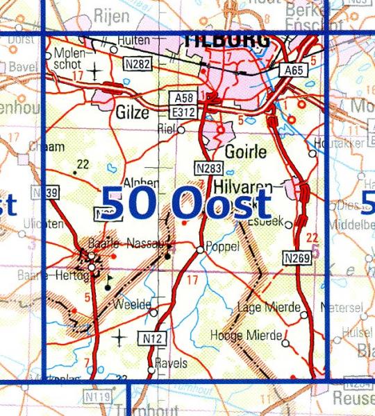50 Oost 9789035005099  Topografische Dienst / Kadaster Ned. 1:50.000  Wandelkaarten Noord-Brabant