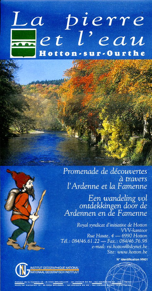 NV   La Pierre + l Eau (Hotton) 9789059347502  NGI NGI/VVV-kaarten 25d  Wandelkaarten Wallonië (Ardennen)