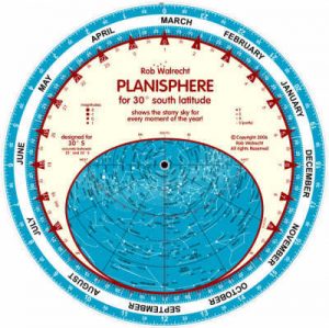 Planisphere for 30 degrees south 9789080324367  Rob Walrecht   Reisgidsen Universum (Heelal)