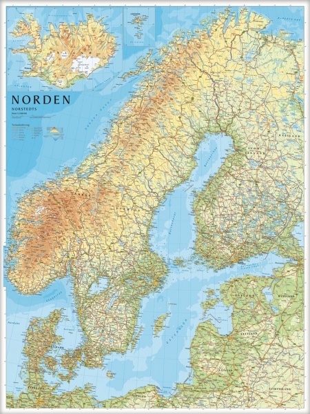Norden / The Nordic Countries -  flat map 1:2.000.000 9789113055480  Kartförlaget - Lantmäteriet   Wandkaarten Scandinavië (& Noordpool)