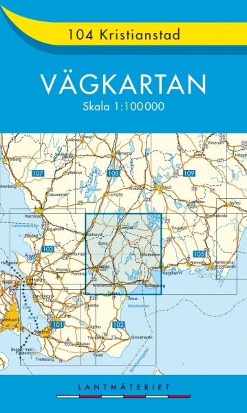 VK-104 Kristianstad 1:100.000 9789158801042  Kartförlaget - Lantmäteriet Vägkartan  Landkaarten en wegenkaarten Zuid-Zweden