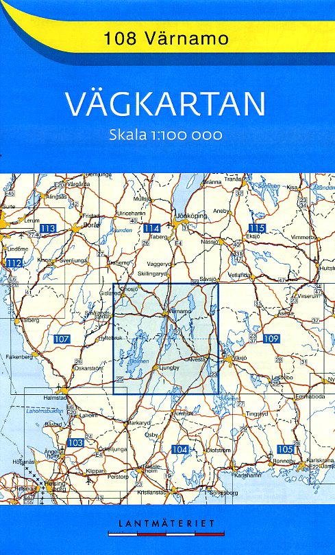 VK-108 Varnamo, Ljungby 1:100.000 9789158801080  Kartförlaget - Lantmäteriet Vägkartan  Landkaarten en wegenkaarten Zuid-Zweden
