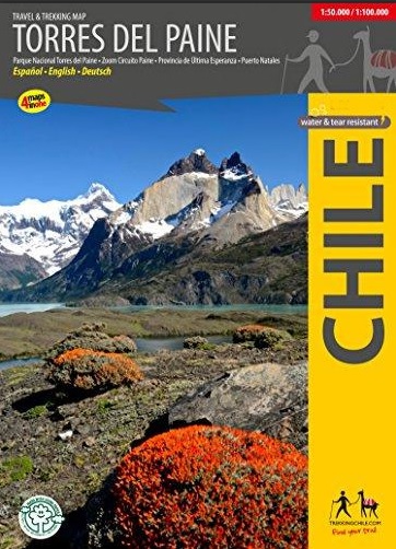 Trekking + Travel Torres del Paine 1:50.000/100.000 9789568925239  Viachile Editores Trekking Maps  Wandelkaarten Patagonië