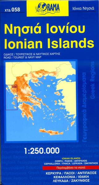OR-058 Ionian Islands 1:250.000 9789604482122  Orama Griekenland 1:250.000  Landkaarten en wegenkaarten Ionische Eilanden