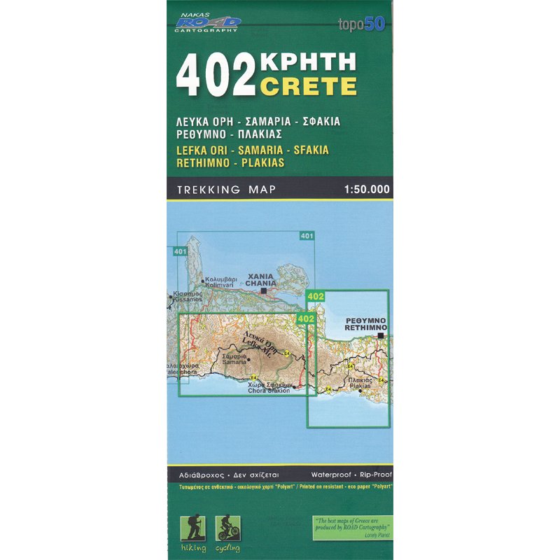 RE-402 Kreta: Lefka Ori-Samaria, Rethimno 1:50.000 9789604489503  Road Editions   Wandelkaarten Kreta