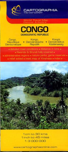 Congo 1:3.000.000 9789633529751  Cartographia   Landkaarten en wegenkaarten Congo en Congo-Brazzaville