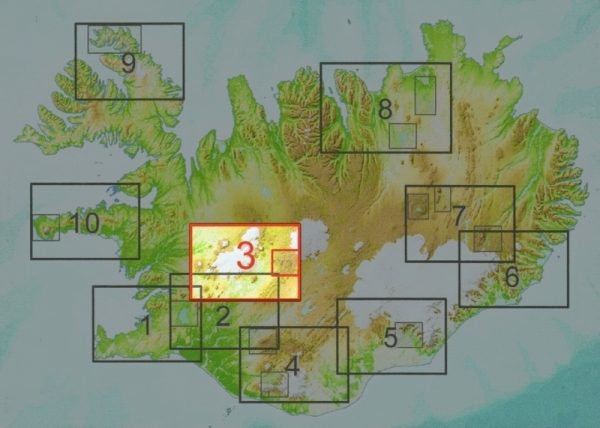 SK-03  Kjölur, Langjökull,Kerlingarfjöll 1:100 000 9789979330349  Mal og Menning Sérkort  Wandelkaarten IJsland