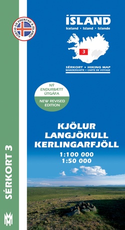 SK-03  Kjölur, Langjökull,Kerlingarfjöll 1:100 000 9789979330349  Mal og Menning Sérkort  Wandelkaarten IJsland
