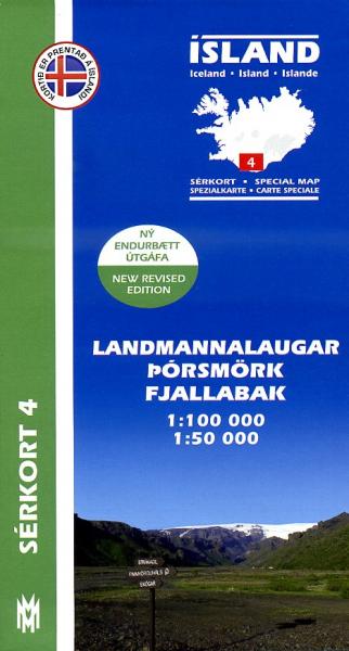 SK-04  Landmannalaugar 1:100.000 en 1:50.000 9789979330356 1:100 000 en 1:50.000 Mal og Menning Sérkort  Wandelkaarten IJsland