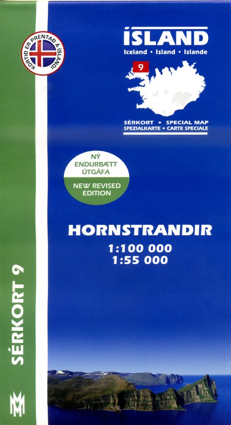 SK-09  Hornstrandir 1:100.000 / 1:55.000 9789979330400  Mal og Menning Sérkort  Wandelkaarten IJsland