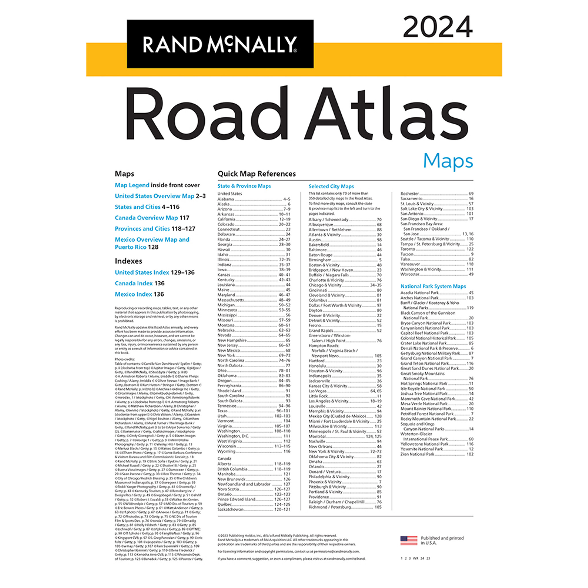 Rand McNally Road Atlas 2024 100th anniversary including a